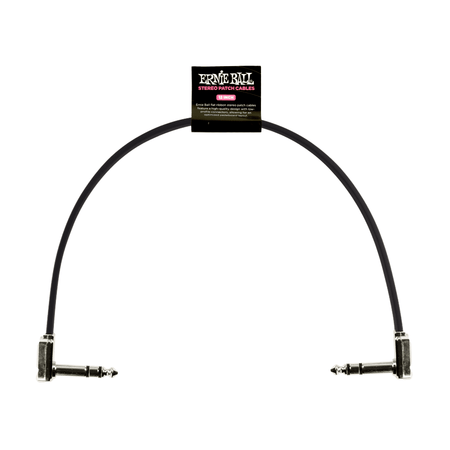 Ernie Ball Flat Ribbon Stereo Right Angle to Right Angle Patch Cable - 12-inch, Black