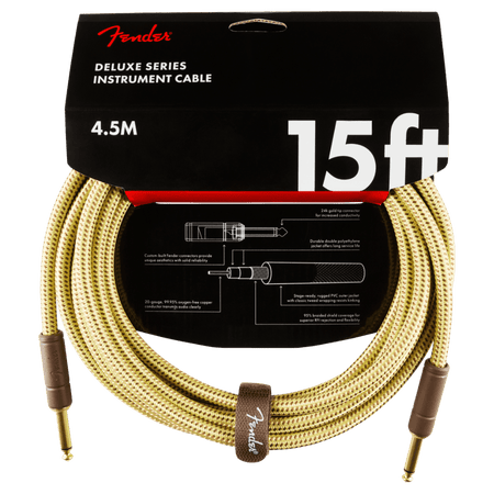 Fender Deluxe Series Instrument Cable, Straight/Straight, 15', Tweed