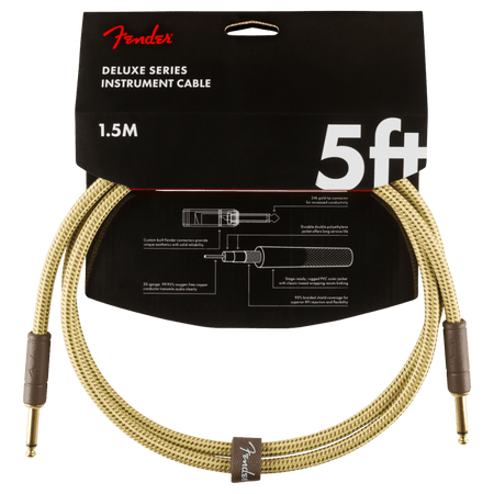 Fender Deluxe Series Instruments Cable, Straight/Straight, 5', Tweed
