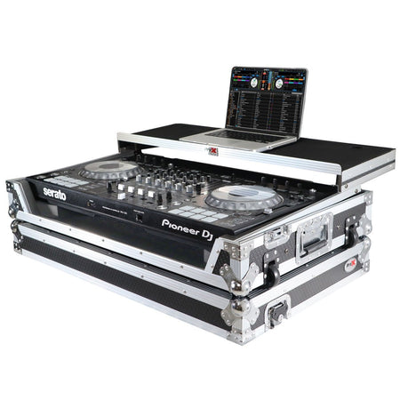 ProX Flight Case for Pioneer DDJ-SZ and DDJ-SZ2 Controllers with Laptop Shelf and Wheels (Silver on Black)