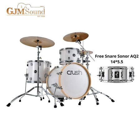 Crush Drums Sublime Birch 3 Piece Shell Pack - Antique Satin White  Free Sonor snare AQ2