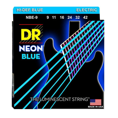 DR Hi-Def Neon Blue K3 Coated Electric Guitar Strings NBE-9 Lite 9-42