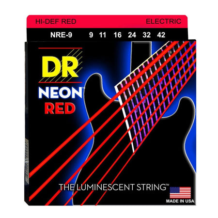 DR Hi-Def Neon Red K3 Coated Electric Guitar Strings NRE-9 Lite 9-42