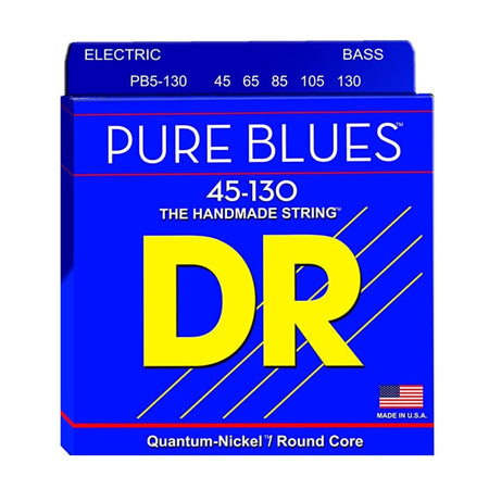 DR Strings PB5-130 Pure Blues Quantum-nickel/Round Core Bass Guitar Strings - .045-.130 Medium 5-string