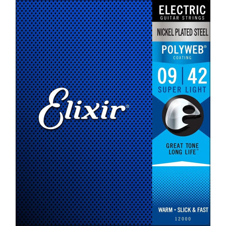 Elixir Strings 12000 Polyweb Electric Guitar Strings - .009-.042 Super Light