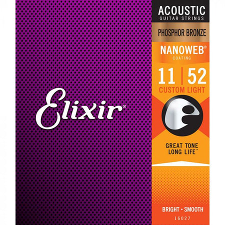 Elixir Strings Nanoweb Anti Rust Phosphor Bronze Custom Light .011 - .052