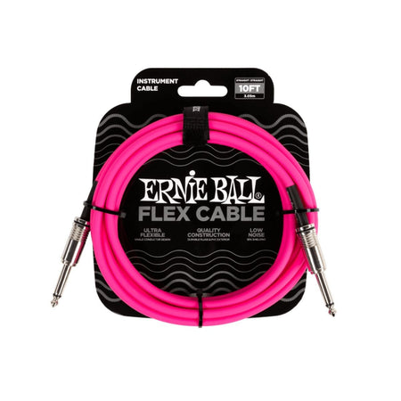 Ernie Ball P06413 Flex Straight to Straight Instrument Cable - 10-foot, Pink