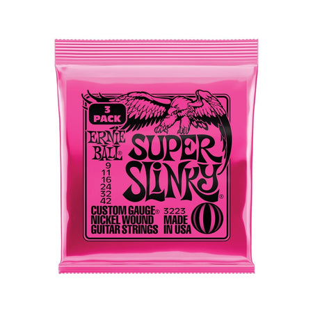 Ernie Ball Super Slinky .009-.042 Nickel Wound Electric Guitar Strings 3-Pack