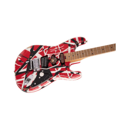 EVH Striped Series Frankenstein Frankie, Maple Fingerboard - Red with Black Stripes Relic