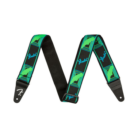 Fender Neon Monogram Guitar Strap - Green/Blue