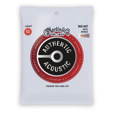 Martin & Co Authentic Acoustic Lifespan 2.0 Treated 80/20 Bronze Guitar Strings - .012-.054 Light