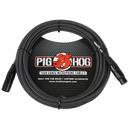 Pig Hog 20ft XLR High Performance Microphone Cable Black & White Woven