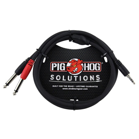 Pig Hog 3.5mm to Dual 1/4" Stereo Breakout Cable - 3 Feet