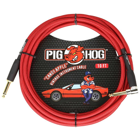 Pig Hog "Candy Apple Red" Instrument Cable, 10FT Right Angle