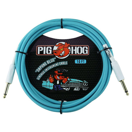 Pig Hog "Daphne Blue" - 10ft 1/4" - 1/4" Right Angle Connector