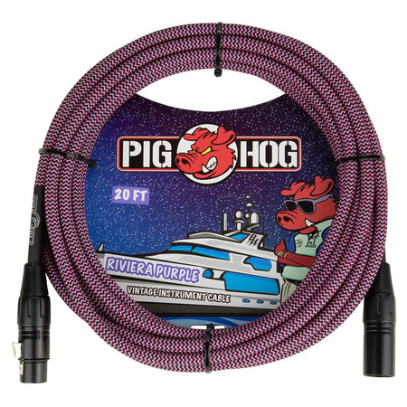 Pig Hog XLR Woven Mic Cable Riviera Purple - 20 Feet