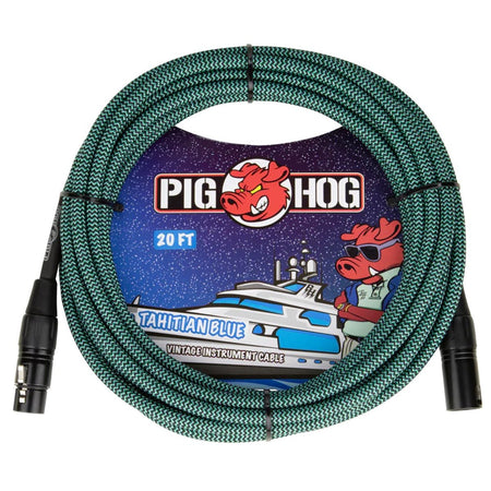 Pig Hog XLR Woven Mic Cable Tahitian Blue - 20 Feet