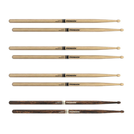 Promark Select Balance Rebound Hickory Drumsticks - 0.565" - Acorn Tip - FireGrain Bonus 4-pack