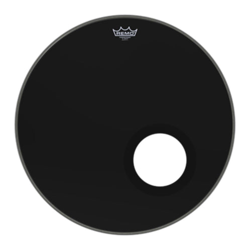 Remo Ebony Powerstroke 3 Resonant Bass Drum Head with 5" DynamO Installed - 22" inch