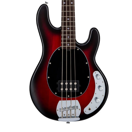 Sterling by Music Man StingRay Ray4 Bass Guitar -Ruby Red Burst Satin
