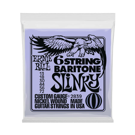 Ernie Ball 2839 Baritone Slinky Nickel Wound Electric Guitar Strings - .013-.072 6-string