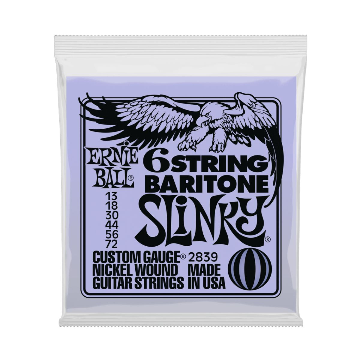 Ernie Ball 2839 Baritone Slinky Nickel Wound Electric Guitar Strings - .013-.072 6-string