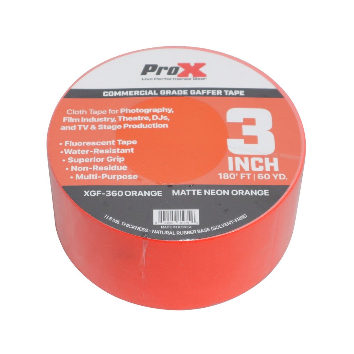 ProX 3 Inch 180FT 60YD Fluorescent Orange Commercial Grade Gaffer Tape AV Pros Choice Non-Residue