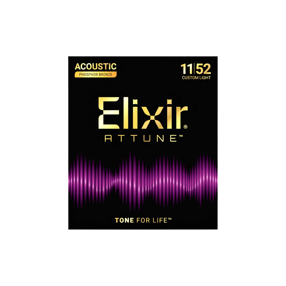 Elixir Strings 21027 Attune Phosphor Bronze Acoustic Guitar Strings - .011-.052 Custom Light