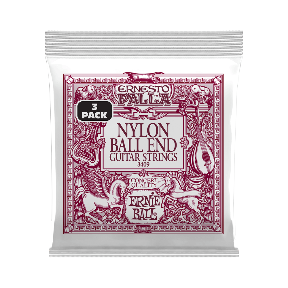 Ernie Ball Ernesto Palla Black and Gold Ball End Nylon Classical Guitar Strings 3-Pack