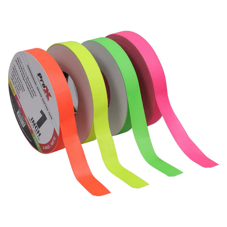 ProX 4-Pack 1 Inch 180FT 60YD Multi-Color Fluorescent Commercial Grade Gaffer Tape Pros Choice Non-Residue