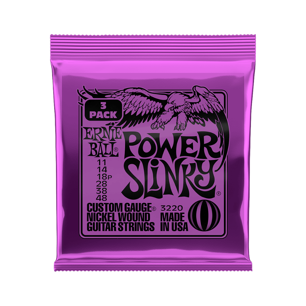 Ernie Ball Power Slinky Nickel Wound Electric Guitar Strings 11-48 Gauge - 3 Pack