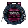 Ernie Ball Braided Right Angled Instrument Cable, 25ft - Black/Blue
