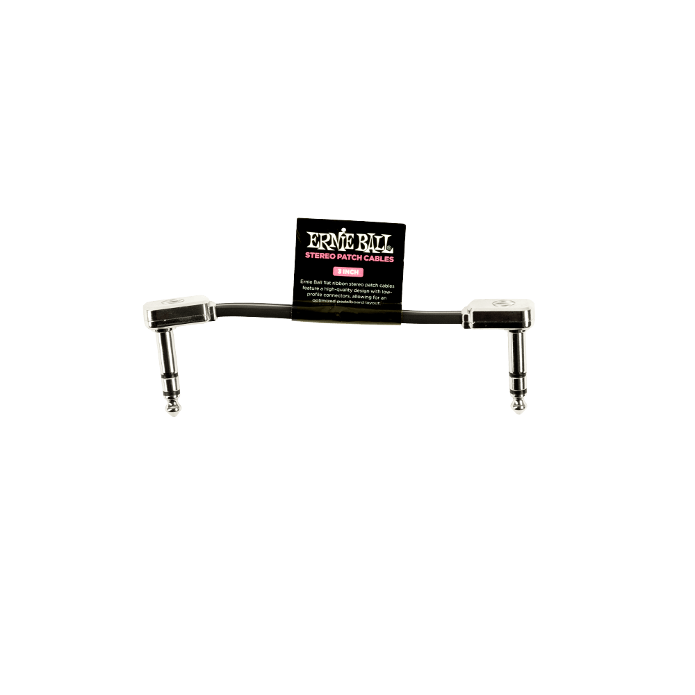 Ernie Ball Flat Ribbon Stereo Patch Cable 3in - Black - Single
