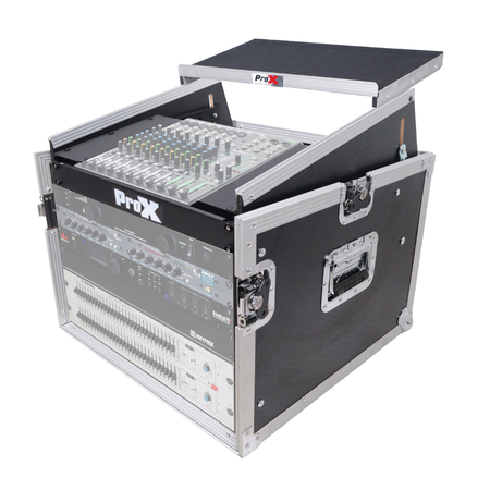 ProX T-8MRLT Flight Case DJ Combo 8U Rack x 10U Top Mixer with Laptop Shelf