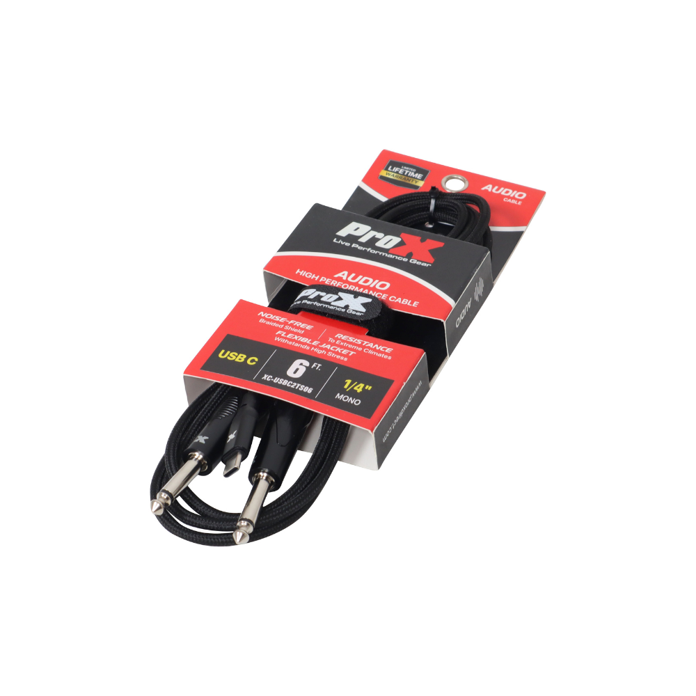 ProX XC-USBC2TS06 6FT USB-C to Dual 1/4" TS High Performance Audio Cable