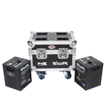 ProX BlitzzFX Set of two Cold Spark Machines with White Covers and Case