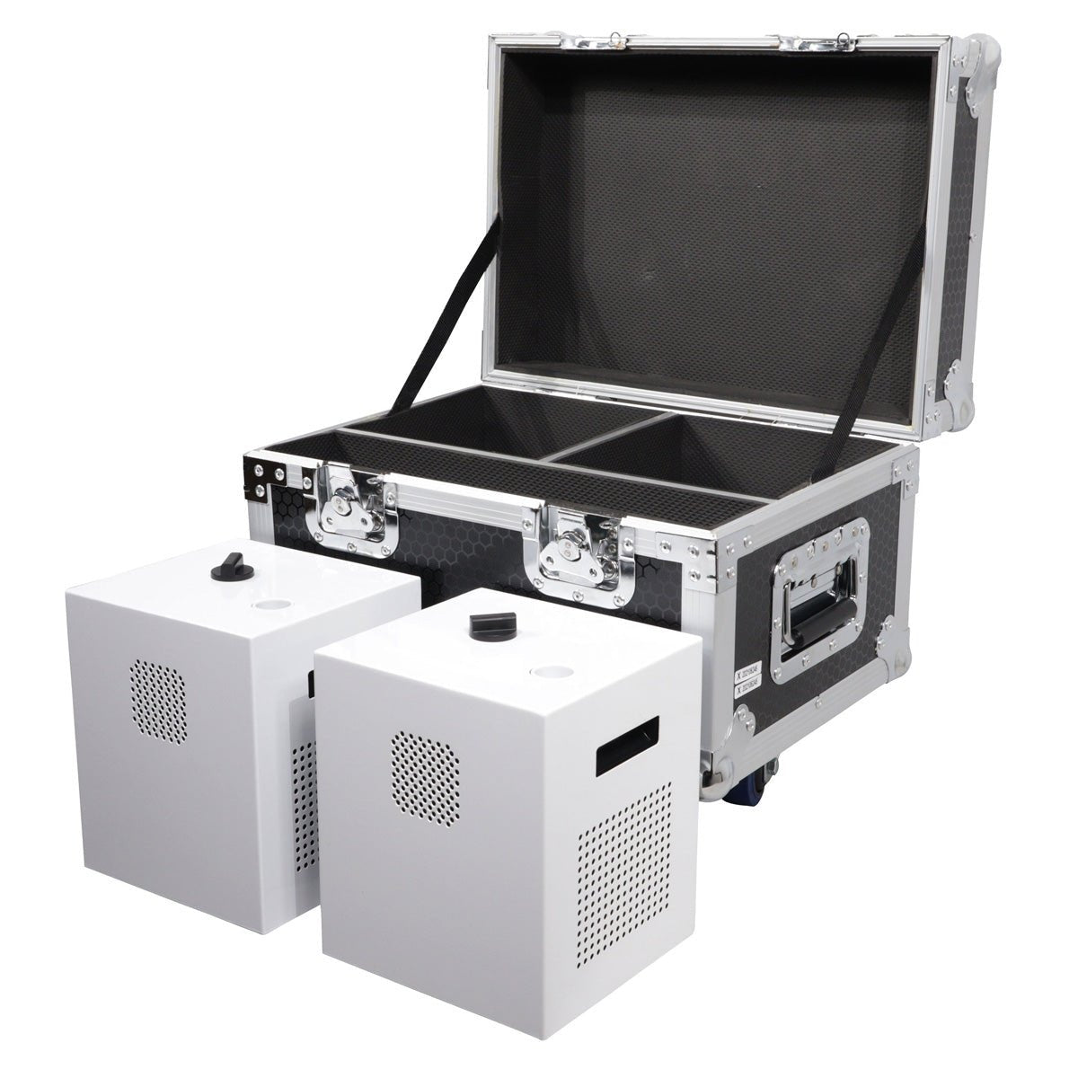 ProX BlitzzFX Set of two Cold Spark Machines with White Covers and Case