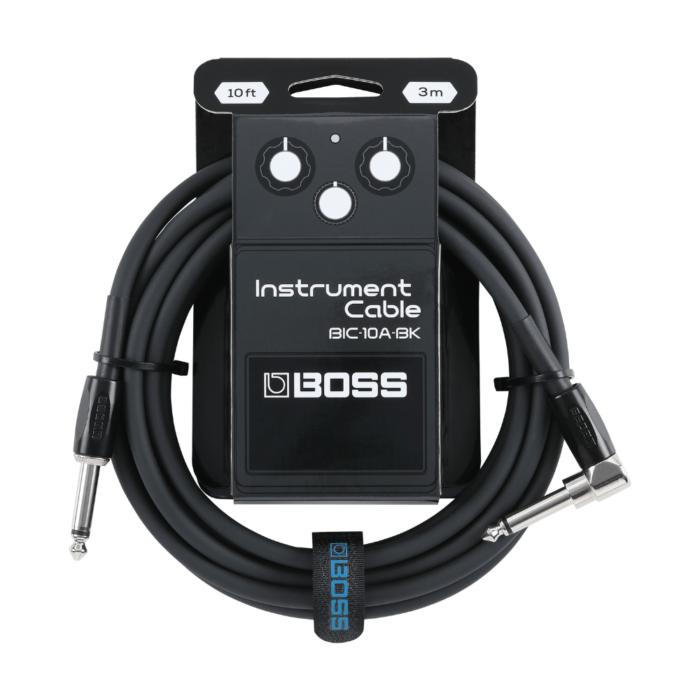 Boss Straight to Right Angle 10 foot Instrument Cable - Black