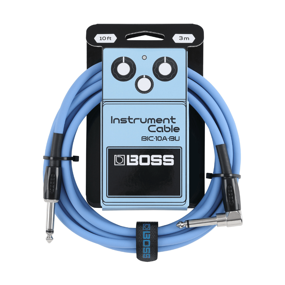Boss Straight to Right Angle 10 foot Instrument Cable - Blue