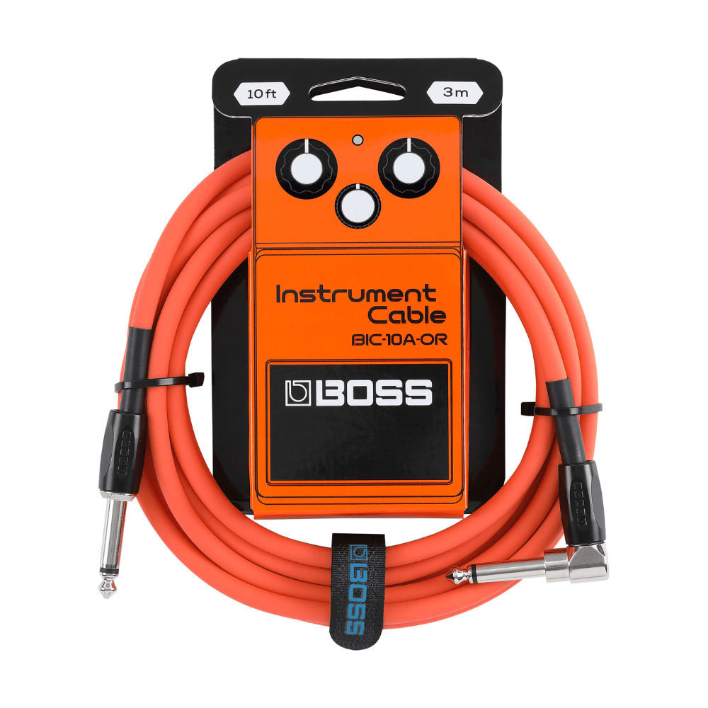 Boss Straight to Right Angle 10 foot Instrument Cable - Orange