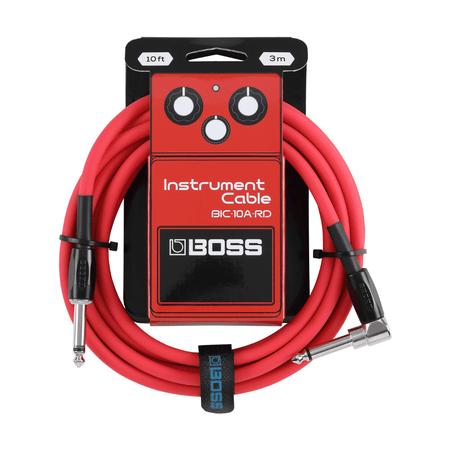 Boss Straight to Right Angle 10 foot Instrument Cable - Red