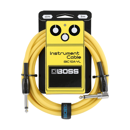 Boss Straight to Right Angle 10 foot Instrument Cable - Yellow