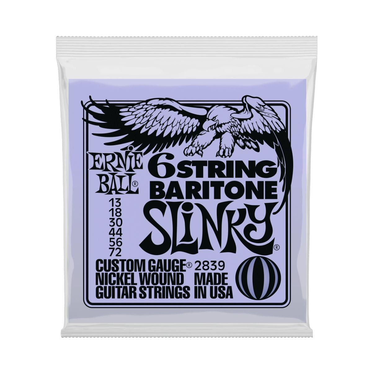 Ernie Ball 2839 Baritone Slinky Nickel Wound Electric Guitar Strings - .013-.072 6-string