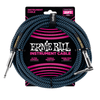 Ernie Ball Braided Right Angled Instrument Cable, 25ft - Black/Blue