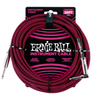 Ernie Ball Braided Right Angled Instrument Cable, 25ft - Black/Red