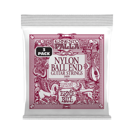 Ernie Ball Ernesto Palla Black and Gold Ball End Nylon Classical Guitar Strings 3-Pack