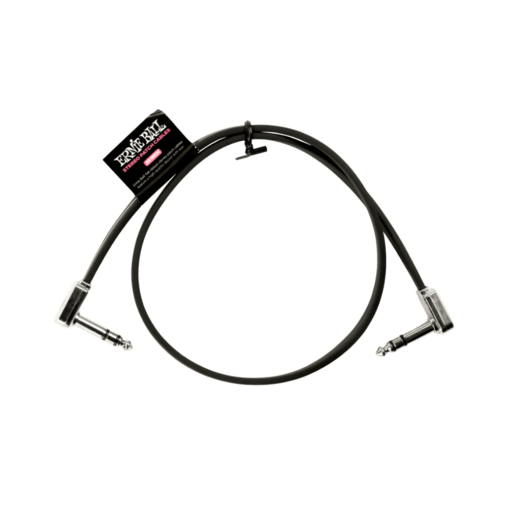 Ernie Ball Flat Ribbon Stereo Right Angle to Right Angle Patch Cable - 24-inch, Black
