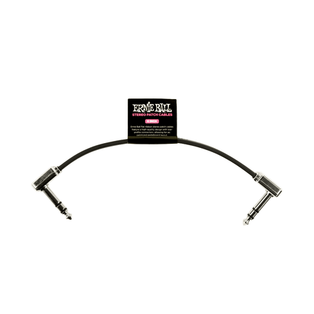 Ernie Ball Flat Ribbon Stereo Right Angle to Right Angle Patch Cable - 6-inch, Black