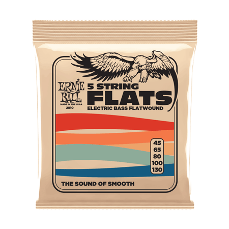 Ernie Ball Stainless Steel Flatwound Electric 5-string Bass Strings 45-130 Gauge