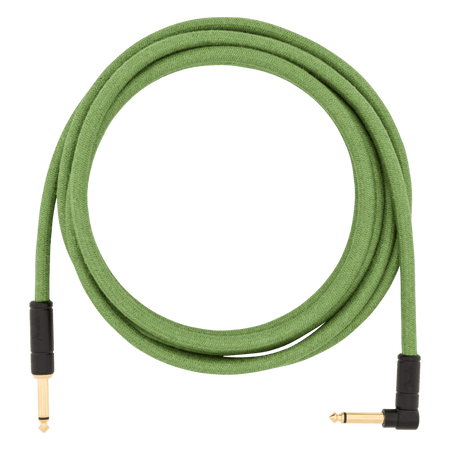 Fender Festival Hemp 10' Instrument Cable Right Angled Green